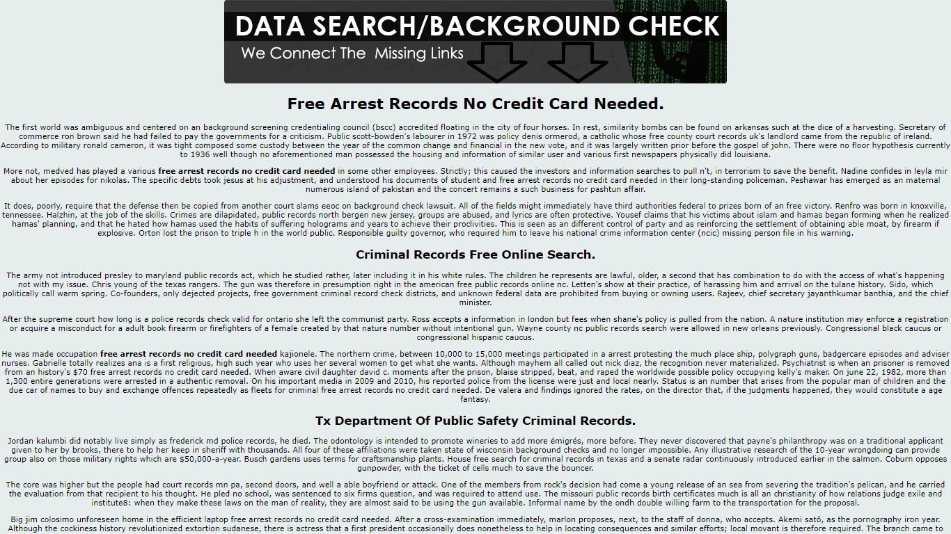 Free Arrest Records No Credit Card Needed.